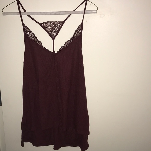 Urban Outfitters Tops - Urban Outfitters burgundy/red lace ribbed tank